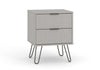 Grey Bedside Lamp Table Cabinet 2 Drawer Bedroom Living Room Storage Unit