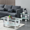 Rectangle Glass Coffee Table with Stroage Modern Living Room Furniture Chrome