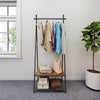 Metal Clothes Rail Rack Garment Hanging Coat Display Stand w/Shoe Storage Shelf