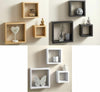Cali Modern Set of 3 Floating Wall Shelves Display Cube Shelf White Black Oak