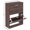 2 Drawer Shoe Cabinet Storage Cupboard Footwear Stand Rack Wooden Unit Walnut