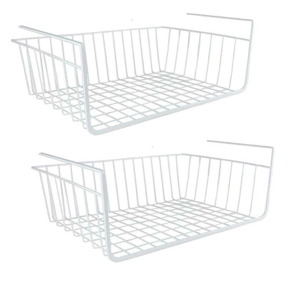 2Pcs Large Under Shelf Storage Basket Rack Kitchen Cupboard Organiser Heavy Duty