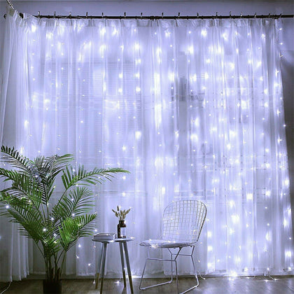 300 LED Curtain Fairy Lights Indoor/Outdoor Wedding Party Garden Decor