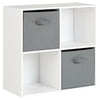 White 4 Cube Storage Display Unit Bookcase/Shelving Fabric Box/Drawers