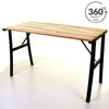 Wooden Garden Table Metal Legs Slatted Top Table Patio Outdoor Marko Furniture