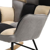 Patchwork Fabric Upholstered Rocking Chair Accent Chair Rocker Wood Curved Legs