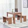 Set of 3 Dining Table + 2 Bench Chair Set Dining Room Kitchen Commercial Wooden