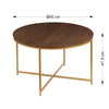 Round Coffee Table (Walnut Veneer/Gold,80 diax47.5(H) cm)-CFT50WN/G