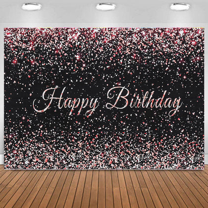 Rose Birthday Backdrop Gold Photo Background Happy Party Photography Dec