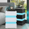 High Gloss Front Chest of 3 Drawers Bedside Table Cabinets LED Light Nightstand