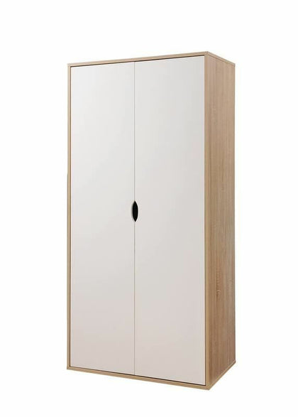2 Door Double Wardrobe White & Sonoma Oak Effect Bedroom Furniture Cupboard