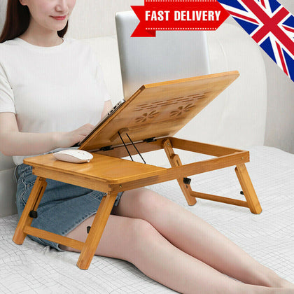 Adjustable Portable Laptop Lazy Table Stand Lap Sofa Bed PC Notebook Desk Bamboo