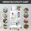 3 Tier Kitchen Trolley Cart Storage Rack Tray Shelf Rolling Wheel With Handle UK