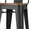 Rustic Industrial Bar Stool Wooden Seat Shabby Vintage Chic Kitchen Chairs Black
