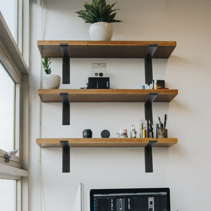 2x Heavy Duty Folding Wall Mounted DVD CD Projector TV Shelf Brackets L-Shaped