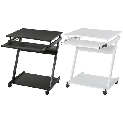 Movable Computer Desk with 4 Moving Wheels Sliding Keyboard Tray