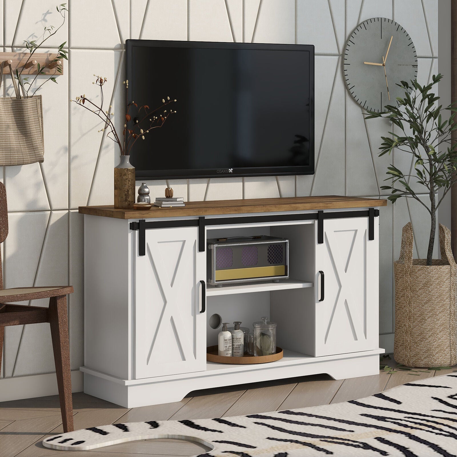 White Modern TV Stand Media Console Table Sideboard Entertainm