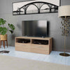 Modern Small TV Unit Cabinet Stand Coffee Table 2 shelves 2 doors White Oak