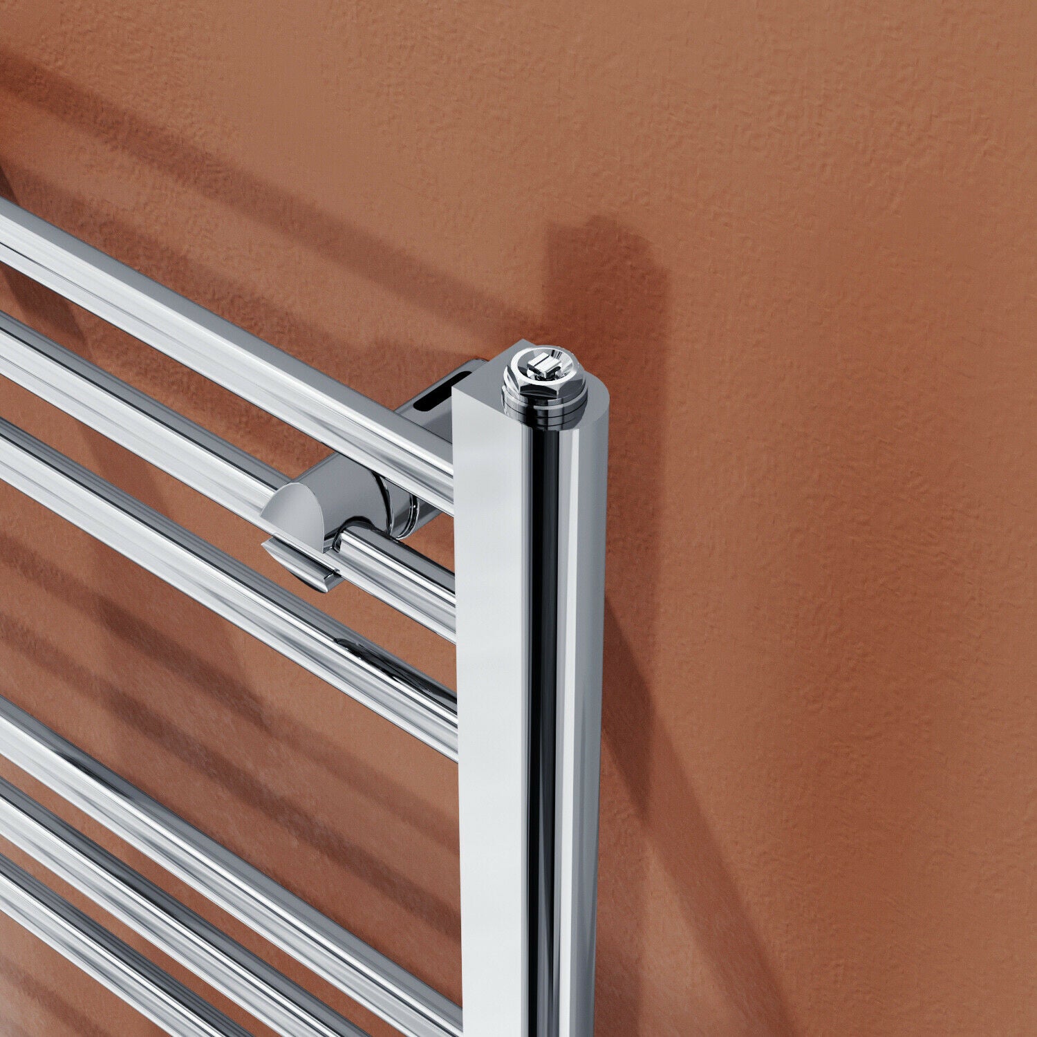 Chrome Towel Rail Radiator Rads Bathroom Heated Straight Ladder Warmer w/ Valves