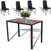 Glass Top Dining Table & Chairs Set of 4/6 High Back Seat Kitchen Room Furniture