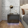 High Gloss Bedside Table Chest of 2 Drawers Nightstand Cabinet LED Light Black
