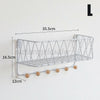 Wall Mounted Shelf Wire Rack Storage Unit With Hooks Basket Hanging Hanger