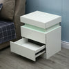 Modern Nightstand Bedside Table W/ 2 Drawer LED Light High Gloss White Black NEW