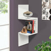 Corner Book Shelf Wall Unit Storage White 2 Tier Floating Display Stand Bookcase