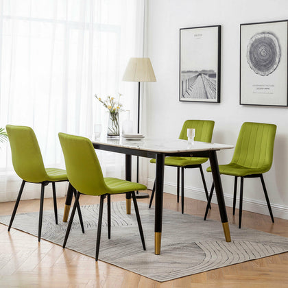 2/4 Velvet Dining Chairs Padded Seat Metal Legs Lounge Kitchen Chair Restaurant