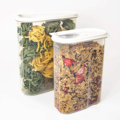 2 Clear Plastic Cereal Storage Container Click Open Lid Pasta Rice Dry 2.4L 4L