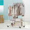 Metal Clothes Double Rail Rolling Garment Heavy Duty Hanging Rack Shelf Display