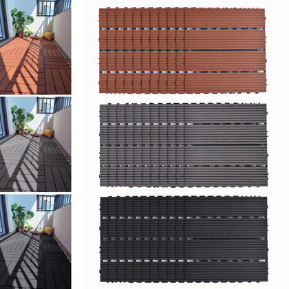 11pcs Interlocking Decking Tile Balcony Patio Garden Flooring Mat 1m² Coverage