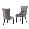 Set of 2 Velvet Dining Chairs High Back Wooden Legs for Home Dining Room Kitchen