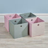 Folding 2 Pink 2 Grey Square Storage Utility Box Fabric Cube 4pc Set Basket Bag