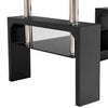 Tempered Glass Coffee Table W/ Storage Shelf Modern Living Room Furniture Black