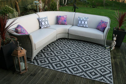 Outdoor, Indoor rug, Alfresco Black Moroccan, Patio,Decking,Picnic,Beach,Garden