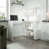 Mondeer L Shaped Computer Desk Corner Desk 360 Degree Rotatable Shelve White