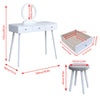 Chic Dressing Table Vanity Table with Round Mirror Drawer Stool Set Bedroom BN