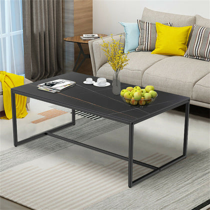 Modern Coffee Table Rectangular Metal Frame Tea Table Living Room End Side Table