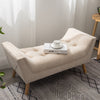 Chenille Bed End Side Chaise Lounge Sofa Window Seat Arm Bench Wooden Leg Chair