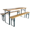 Outdoor Wooden Folding Beer Table Bench Garden Furniture Set Steel Trestle Legs