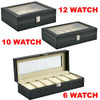 MENS 6 10 12 GRIDS PU LEATHER WATCH DISPLAY CASE COLLECTION STORAGE HOLDER BOX