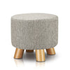 Small Footstool Linen Removable Cover Stool Ottoman Round Pouffe Seat Wooden Leg