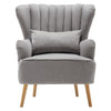 Scallop Back Velvet Armchair Occasional Accent Chair Soft Seat Sofa w/ Footstool