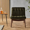 Preowned Olive Crane Buttoned Lounge Chair Modern Velvet Pleated Armchair
