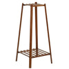 Bamboo 2 Tier Tall Plant Stand Pot Holder Small Space Table Garden Planter Brown