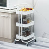 3 Tier Slim Kitchen Storage Trolley Cart Rack Tray Shelf Rolling Wheel W/ Handle