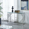 Glass Console Table Side Table Clear Tempered Glass Silver Stainless Steel Legs
