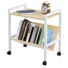Side Tables Coffee w/ Magazine Rack Adjustable Shelf Optional Bookends Castors