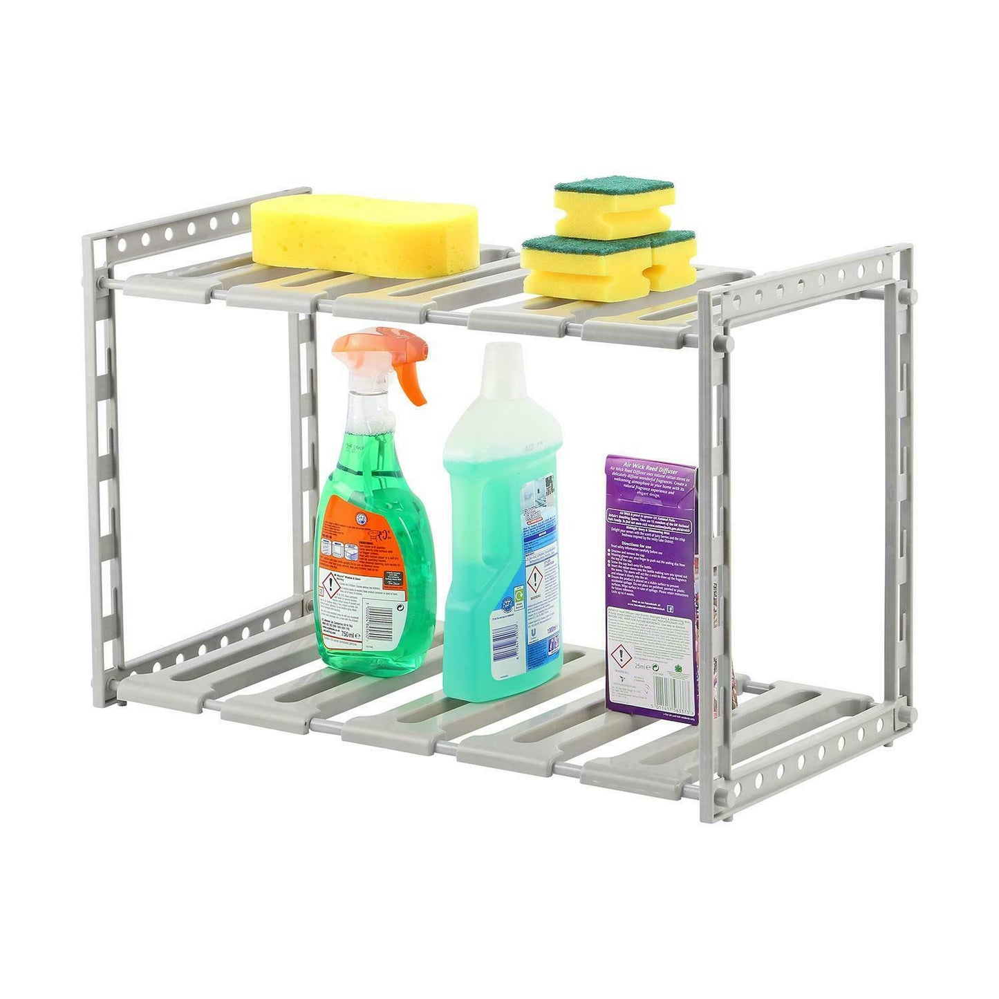 UNDER SINK STORAGE SHELF SHELVES ORGANIZER SPACE SAVING TIDY RACK CUPBOARD NEW